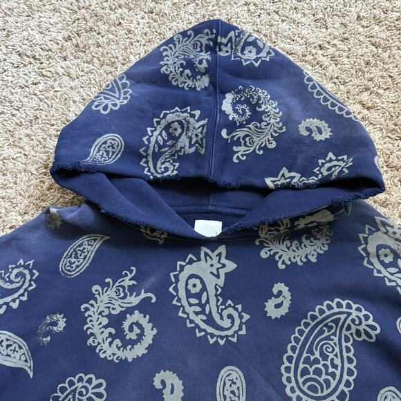 NWT $450 Alchemist Paisley Print Blue Cotton Hoodie Distressed Men’s Size XXL - Picture 4 of 15